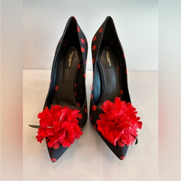 New! Dolce & Gabbana Black and Red Polka Dot Heels - Picture 2 of 11